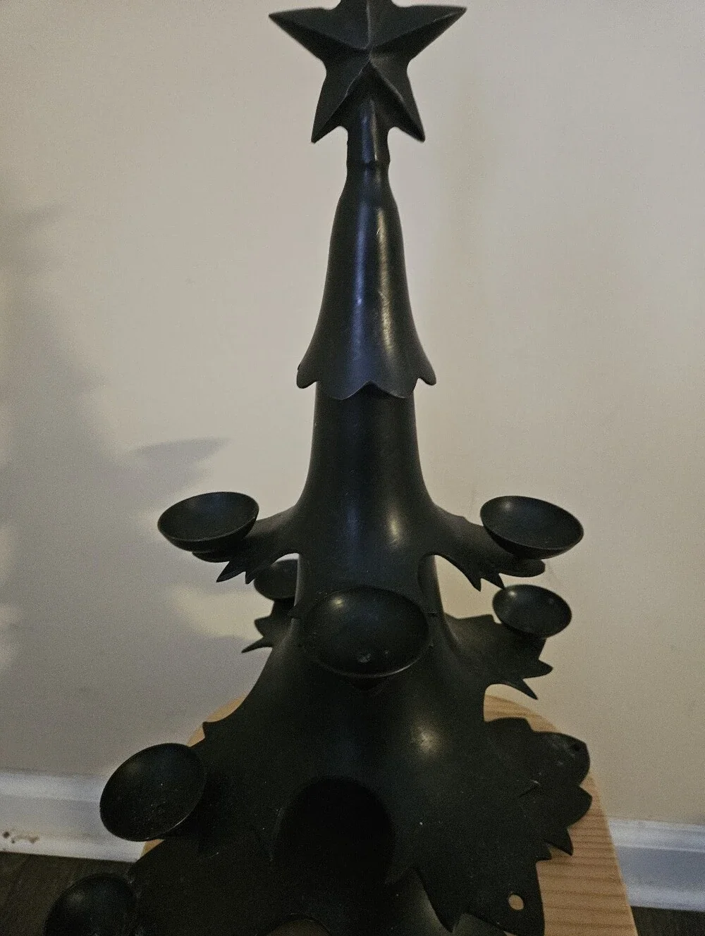 Black Metal Christmas Tree Candle Holder - Home Holiday